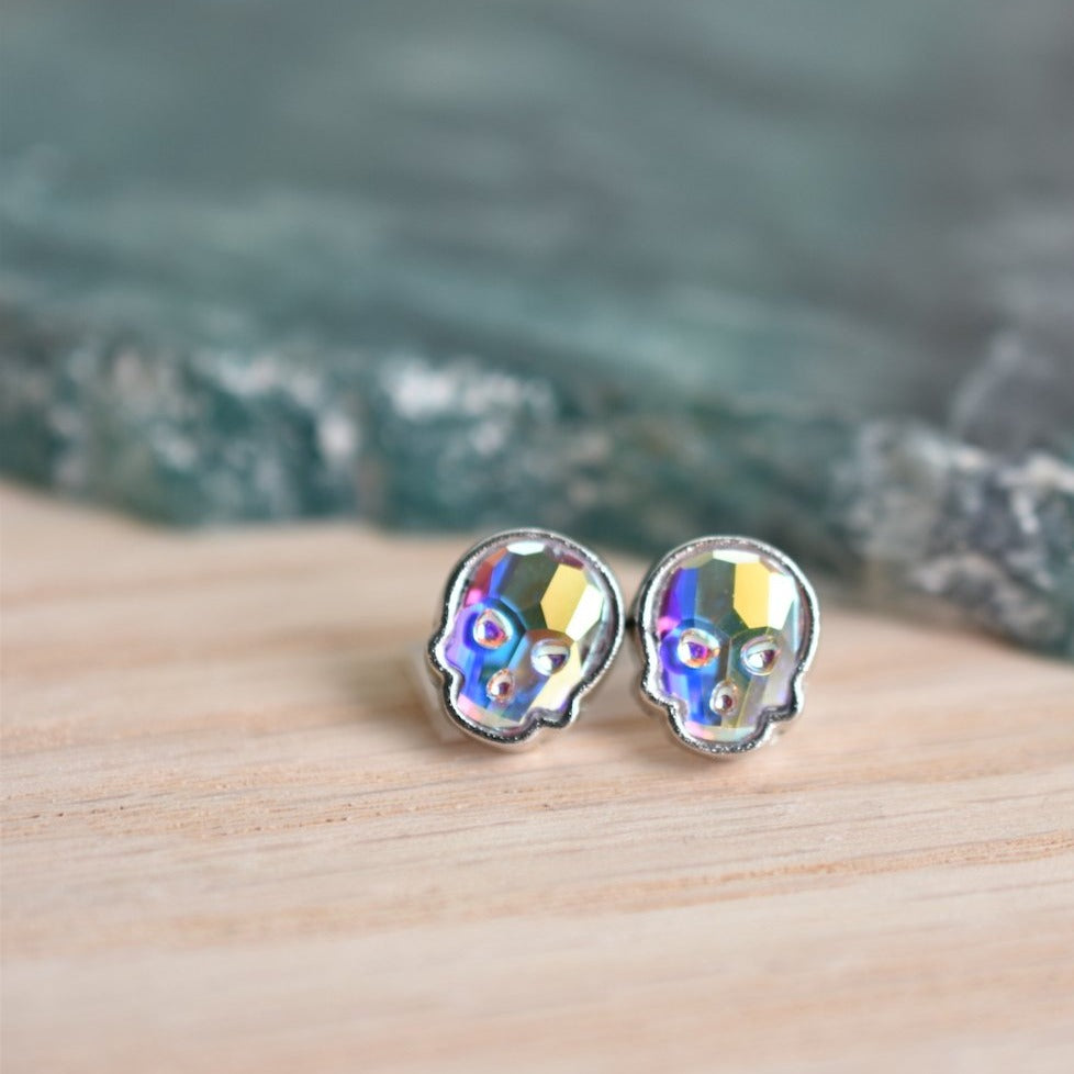 Small Crystal Skull Studs
