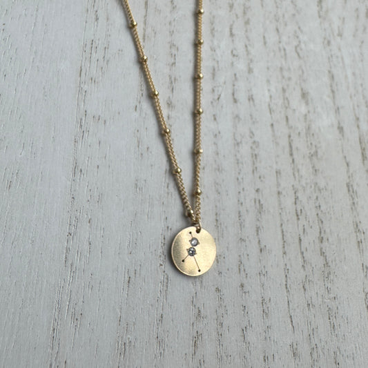 Cancer Constellation Disc Necklace | 14k Gold Filled