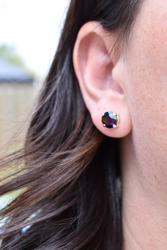 Caged Crystal Stud Earrings | 8mm