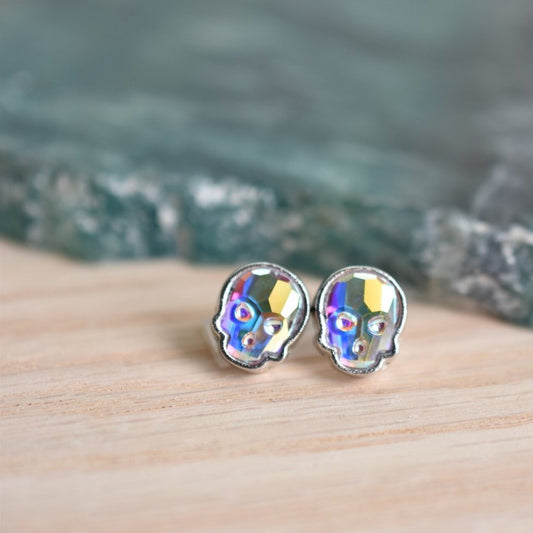 Small Crystal Skull Studs
